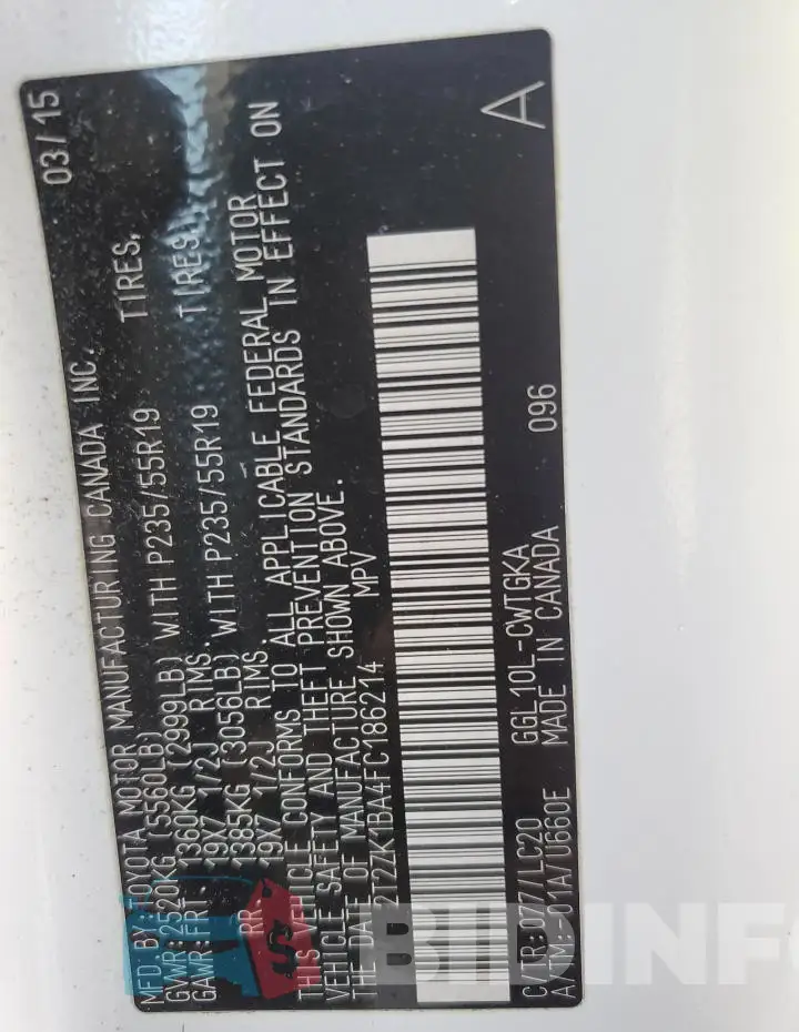 2T2ZK1BA4FC186214 Photo# 14