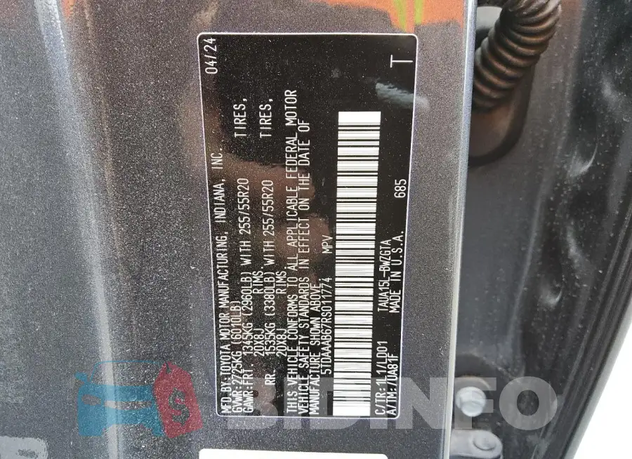 5TDAAAB67RS011774 Photo# 14