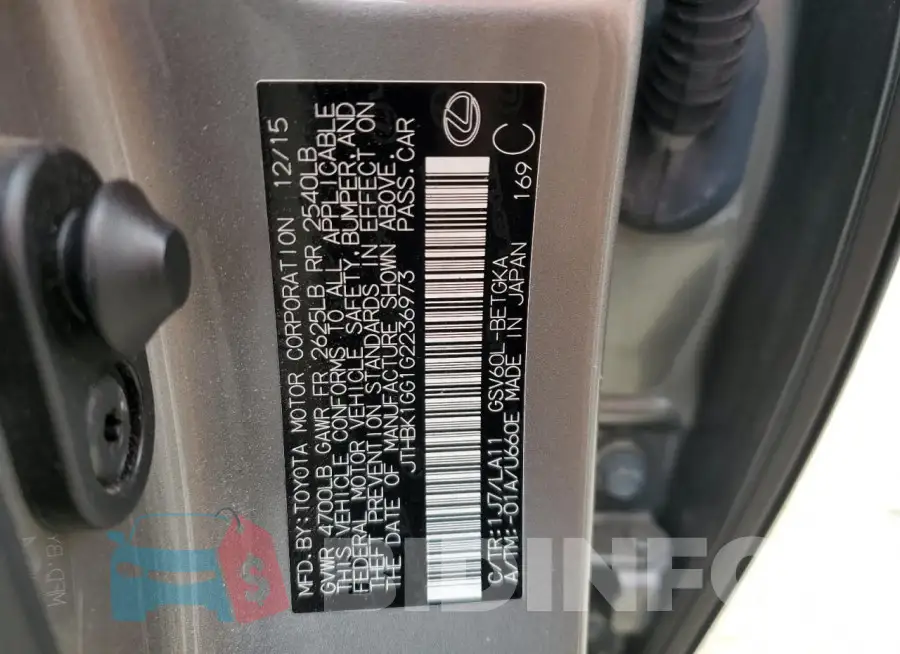 JTHBK1GG1G2236973 Photo# 12