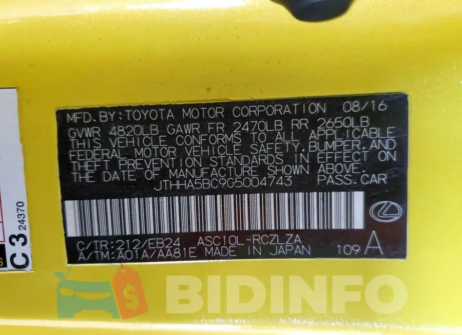 JTHHA5BC9G5004743 Photo# 12