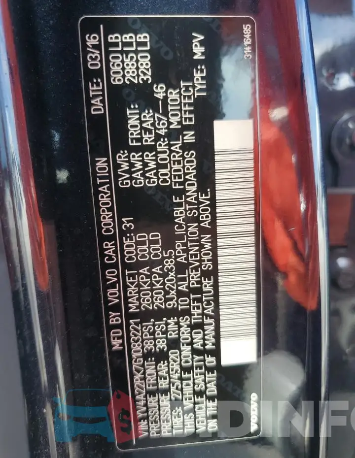 YV4A22PK7G1083221 Photo# 14