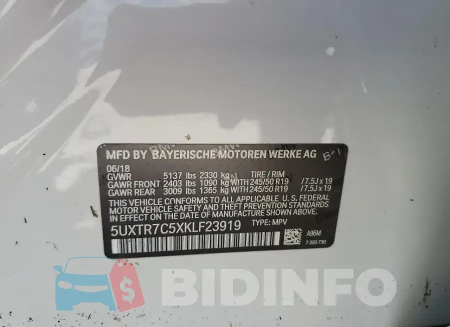 5UXTR7C5XKLF23919 Photo# 14