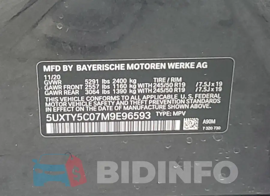 5UXTY5C07M9E96593 Photo# 13