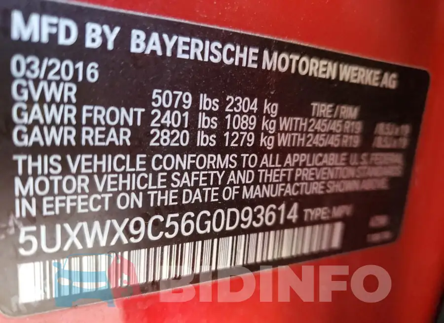 5UXWX9C56G0D93614 Photo# 13