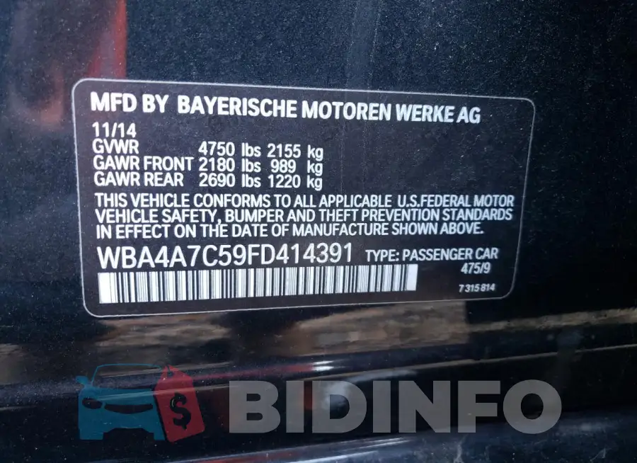 WBA4A7C59FD414391 Photo# 12