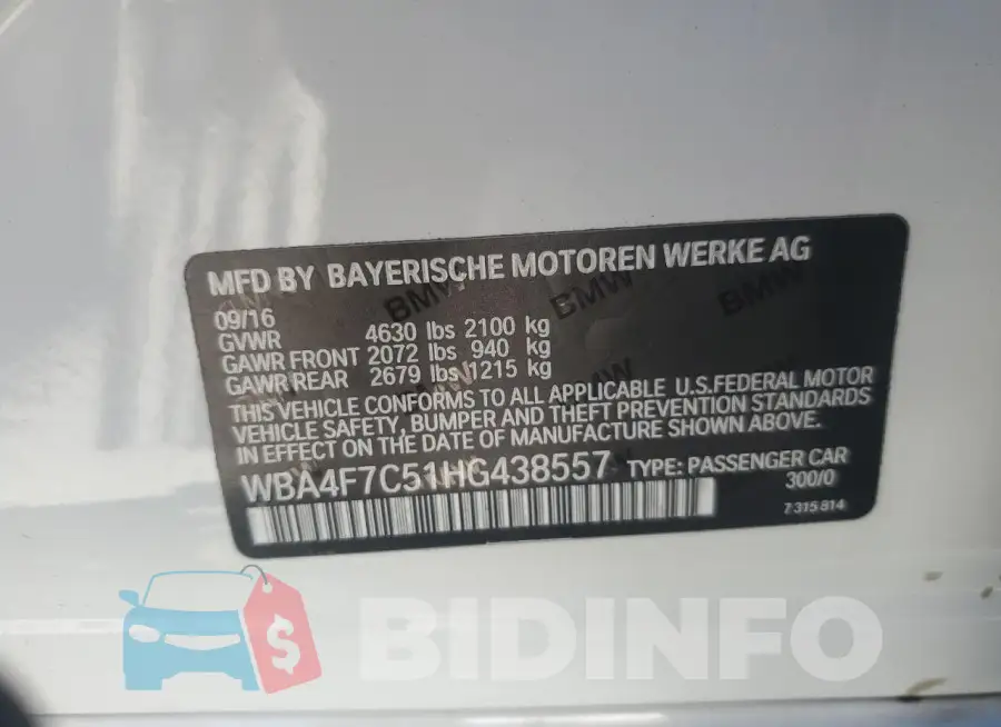 WBA4F7C51HG438557 Photo# 12