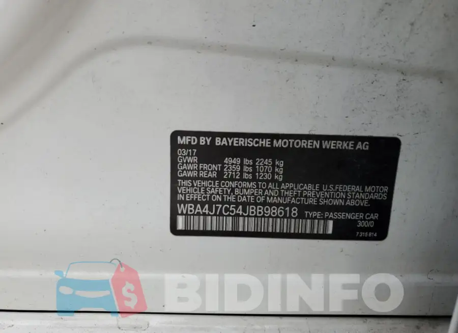 WBA4J7C54JBB98618 Photo# 12