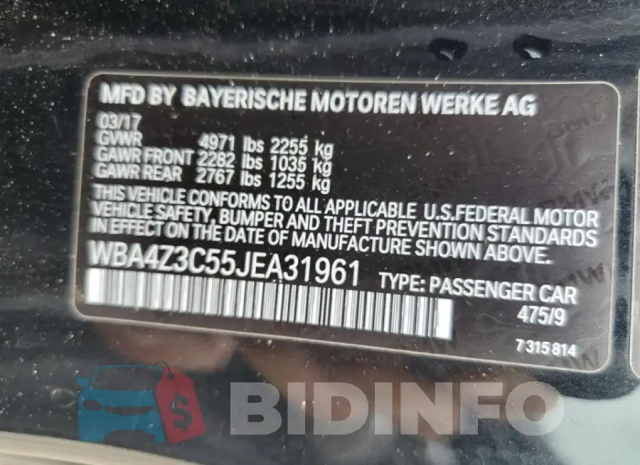 WBA4Z3C55JEA31961 Photo# 12