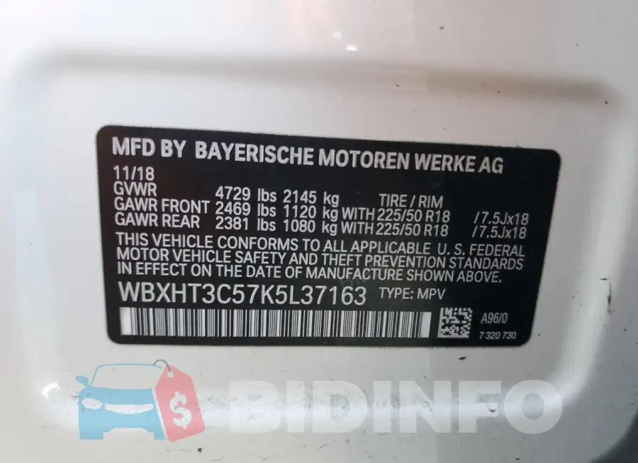 WBXHT3C57K5L37163 Photo# 12