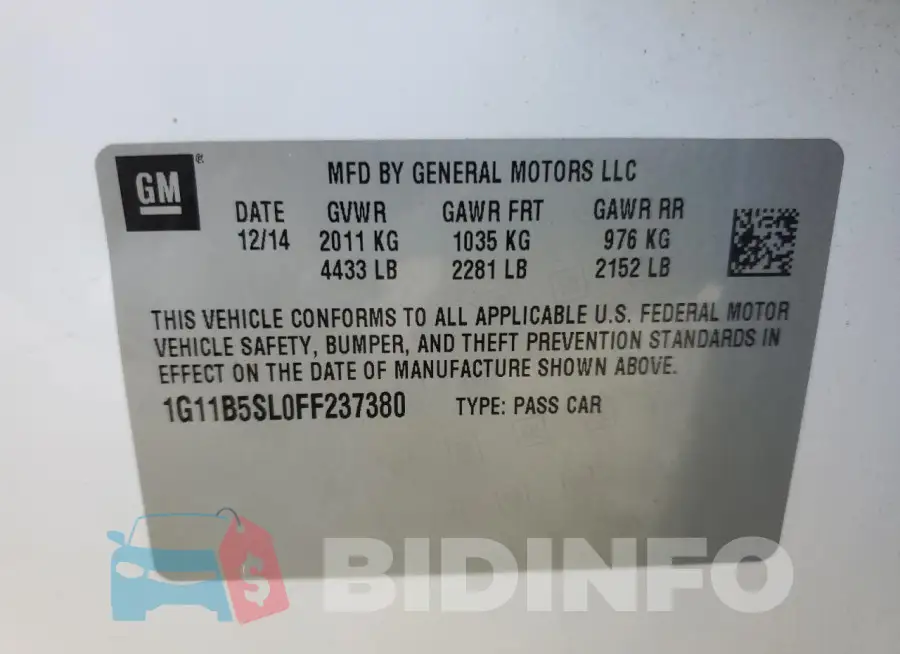 1G11B5SL0FF237380 Photo# 12