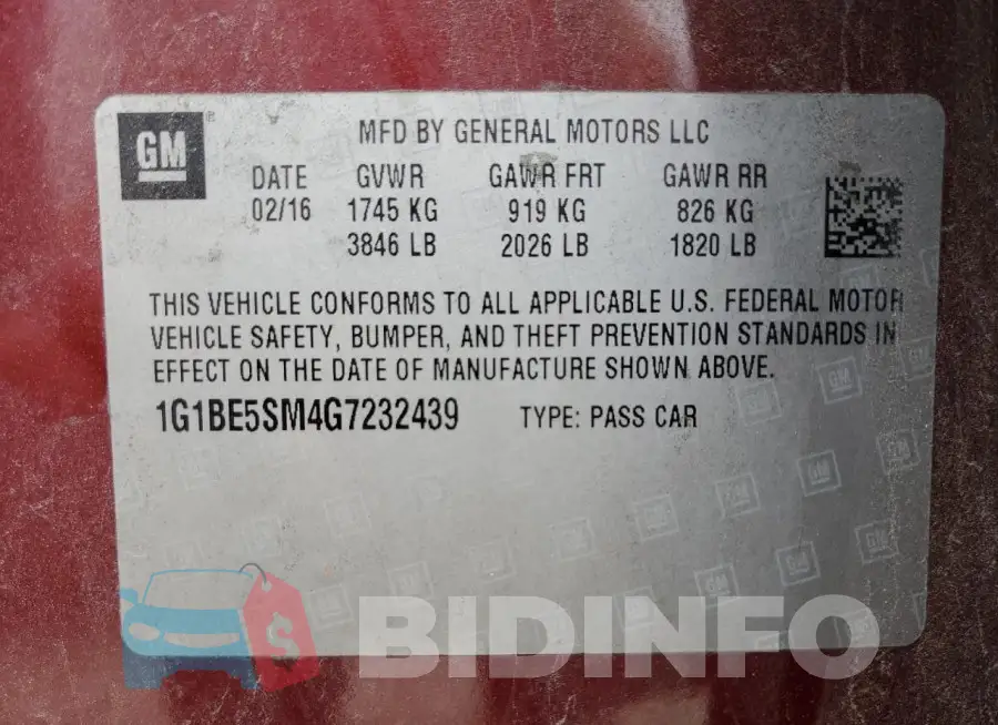1G1BE5SM4G7232439 Photo# 12