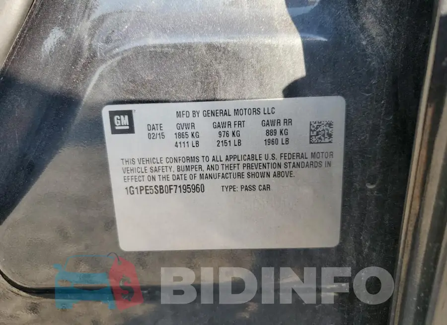 1G1PE5SB0F7195960 Photo# 12