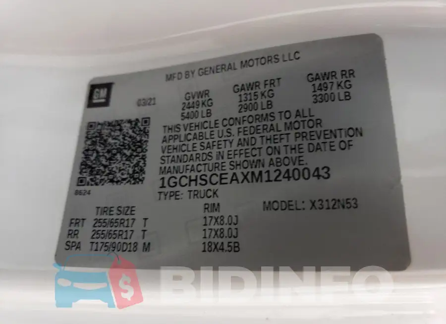 1GCHSCEAXM1240043 Photo# 12