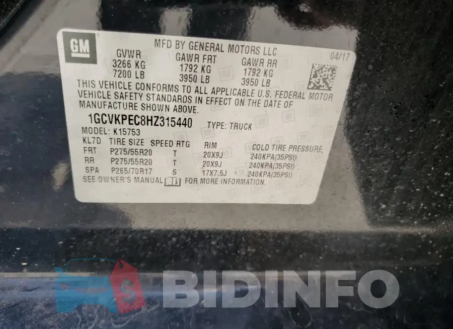 1GCVKPEC8HZ315440 Photo# 12