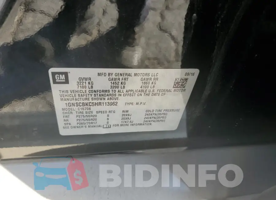 1GNSCBKC5HR113962 Photo# 14