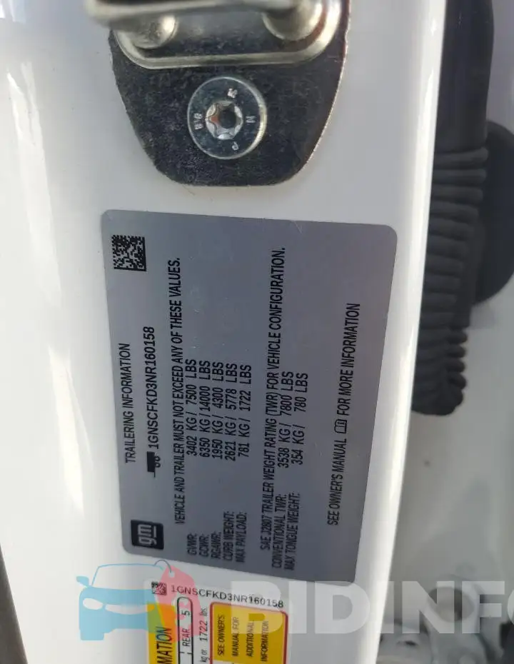 1GNSCFKD3NR160158 Photo# 13