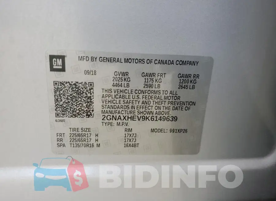 2GNAXHEV9K6149639 Photo# 13