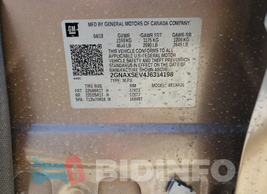 2GNAXSEV4J6314198 Photo# 14