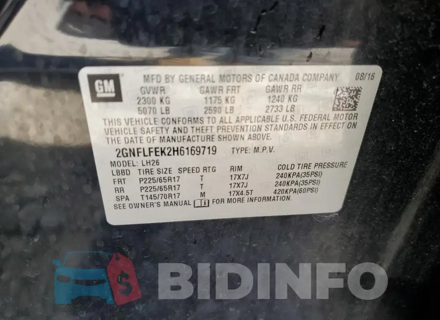 2GNFLFEK2H6169719 Photo# 14