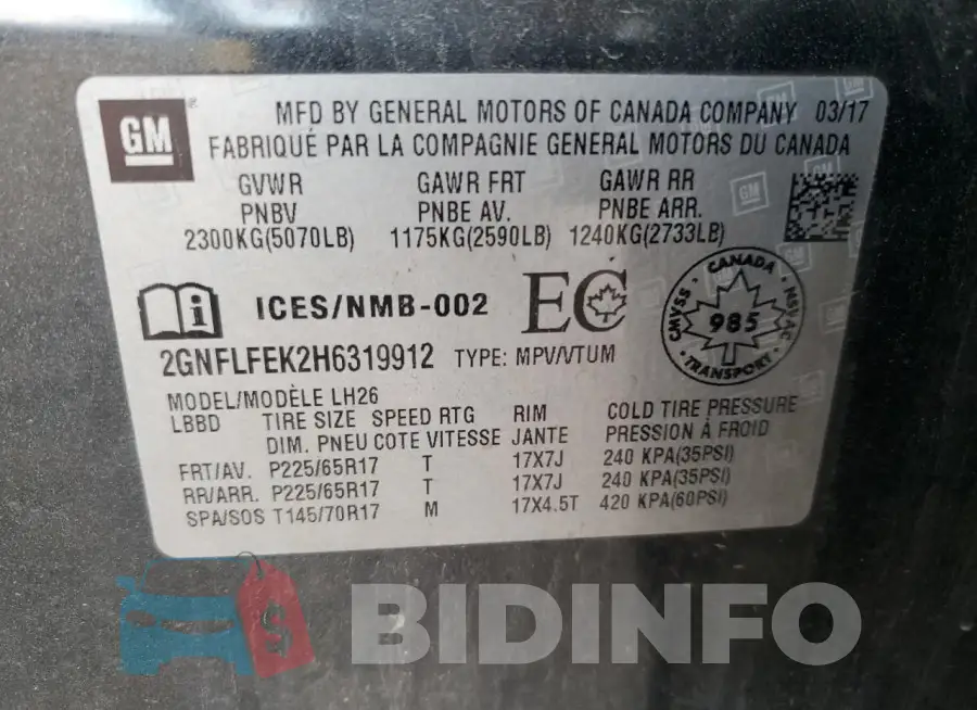 2GNFLFEK2H6319912 Photo# 13