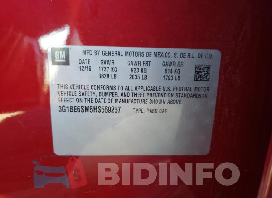 3G1BE6SM5HS569257 Photo# 12