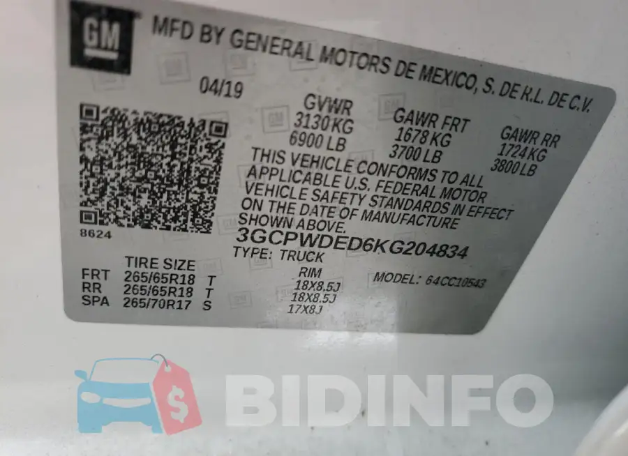3GCPWDED6KG204834 Photo# 12