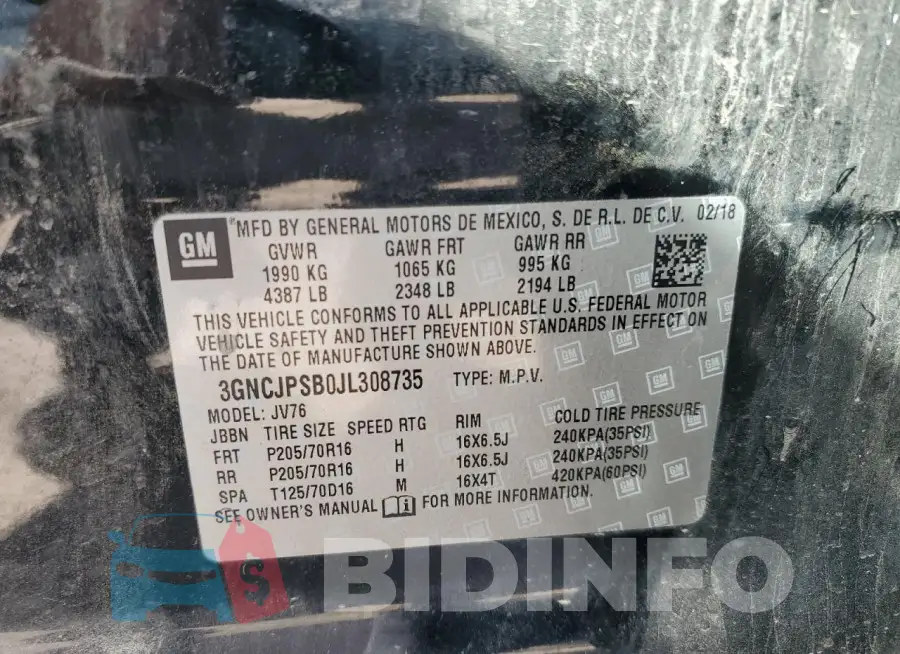 3GNCJPSB0JL308735 Photo# 13