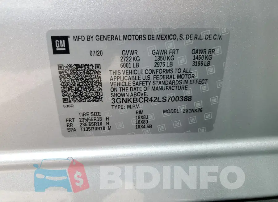 3GNKBCR42LS700388 Photo# 13