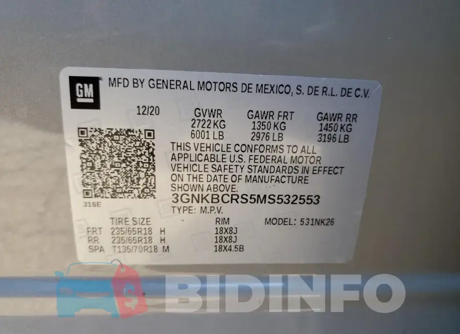 3GNKBCRS5MS532553 Photo# 13