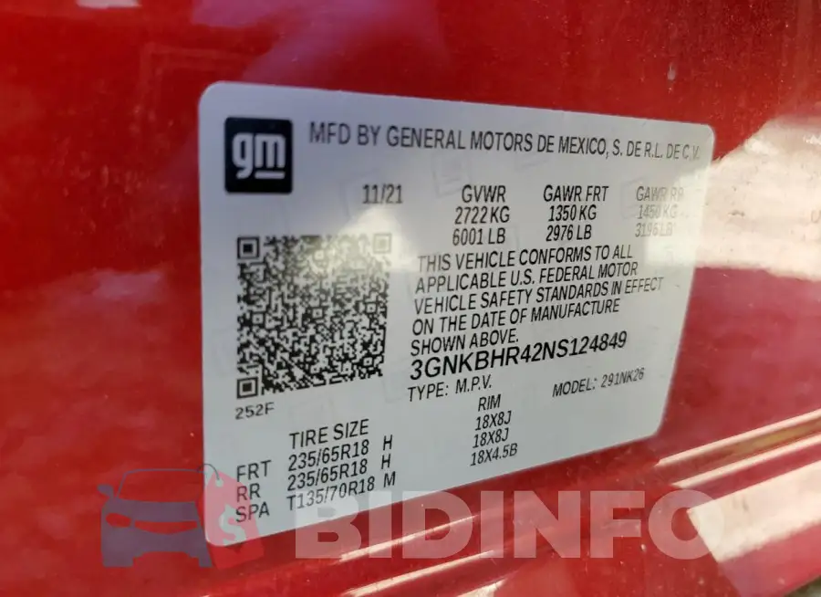 3GNKBHR42NS124849 Photo# 13