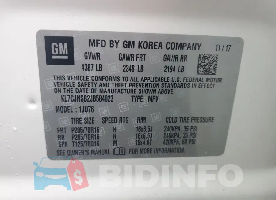 KL7CJNSB2JB584023 Photo# 13