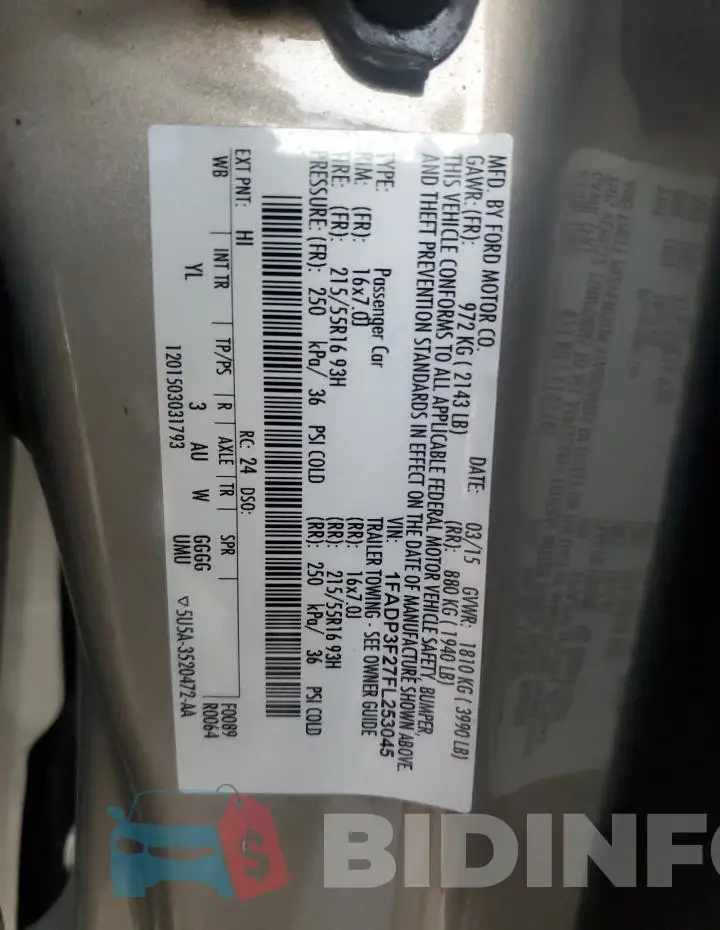 1FADP3F27FL253045 Photo# 13