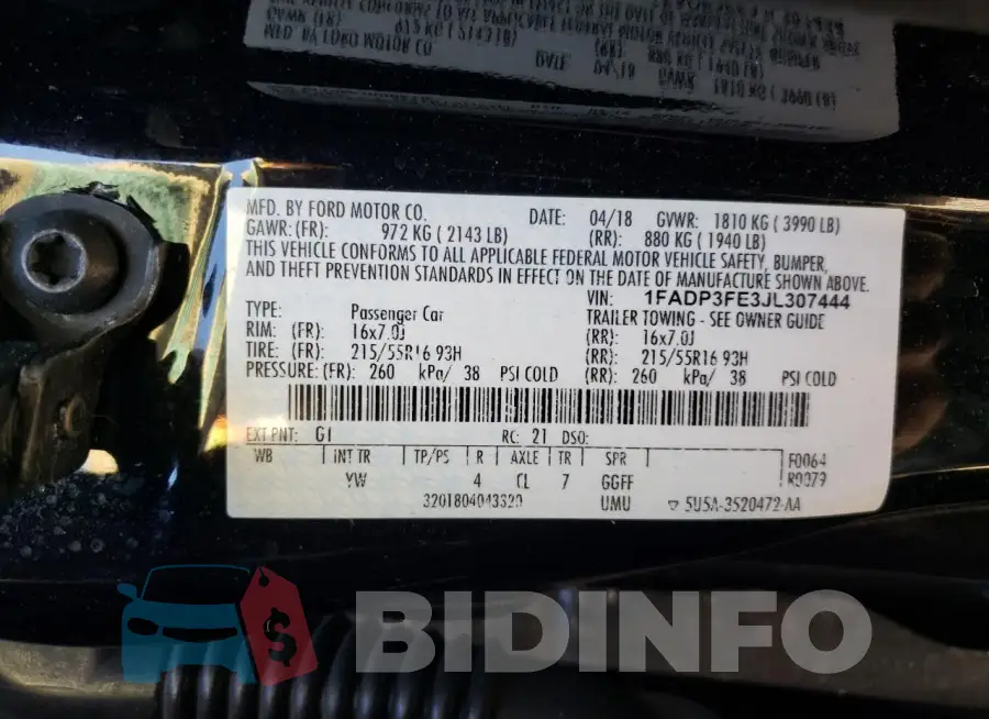 1FADP3FE3JL307444 Photo# 13
