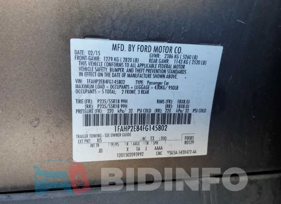 1FAHP2E84FG145802 Photo# 12