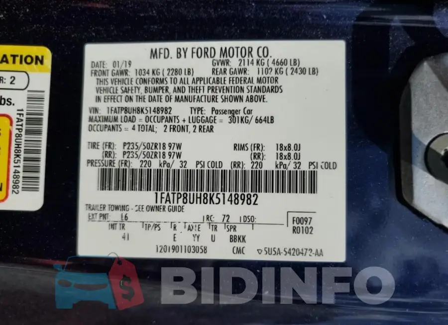 1FATP8UH8K5148982 Photo# 13