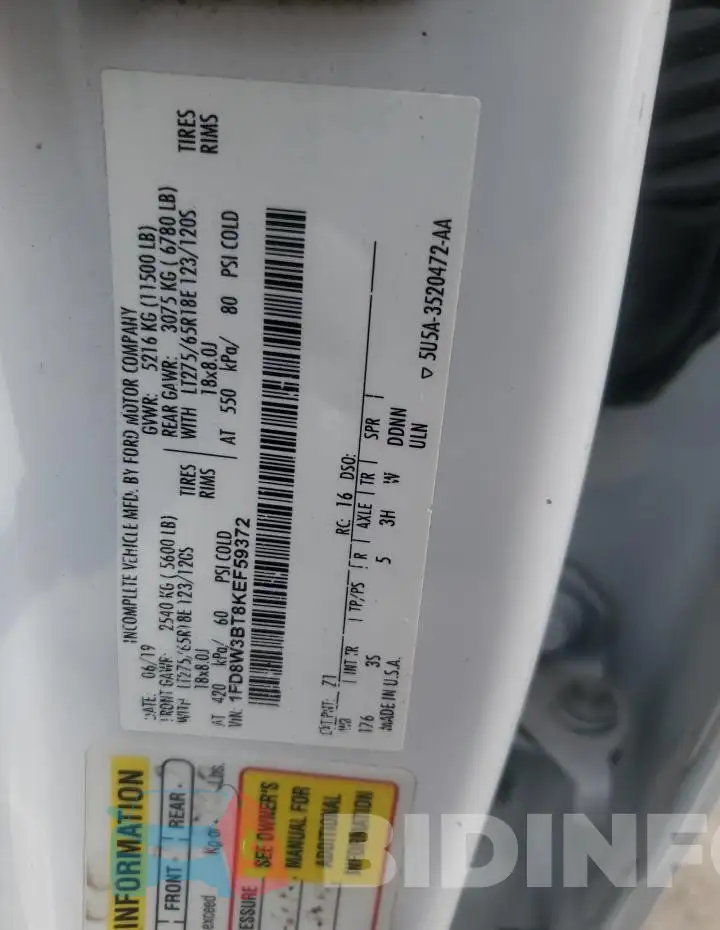1FD8W3BT8KEF59372 Photo# 12