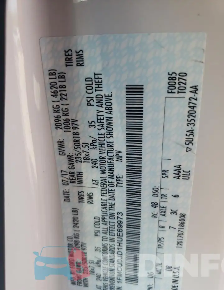 1FMCU0JD1HUE69973 Photo# 13