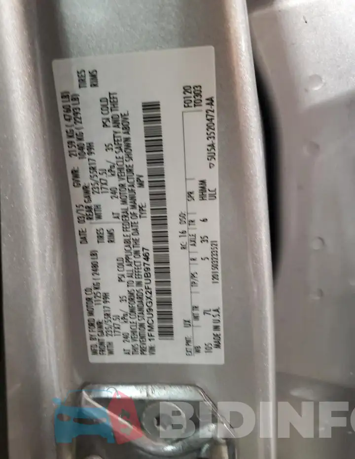 1FMCU9GX2FUB97467 Photo# 13