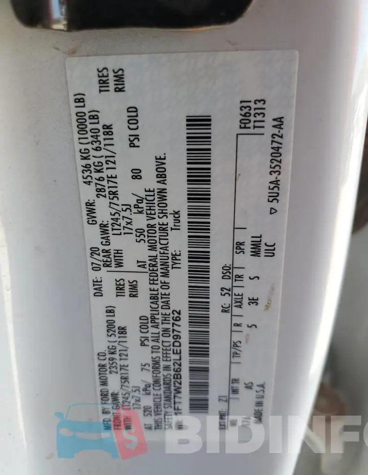 1FT7W2B62LED97762 Photo# 12