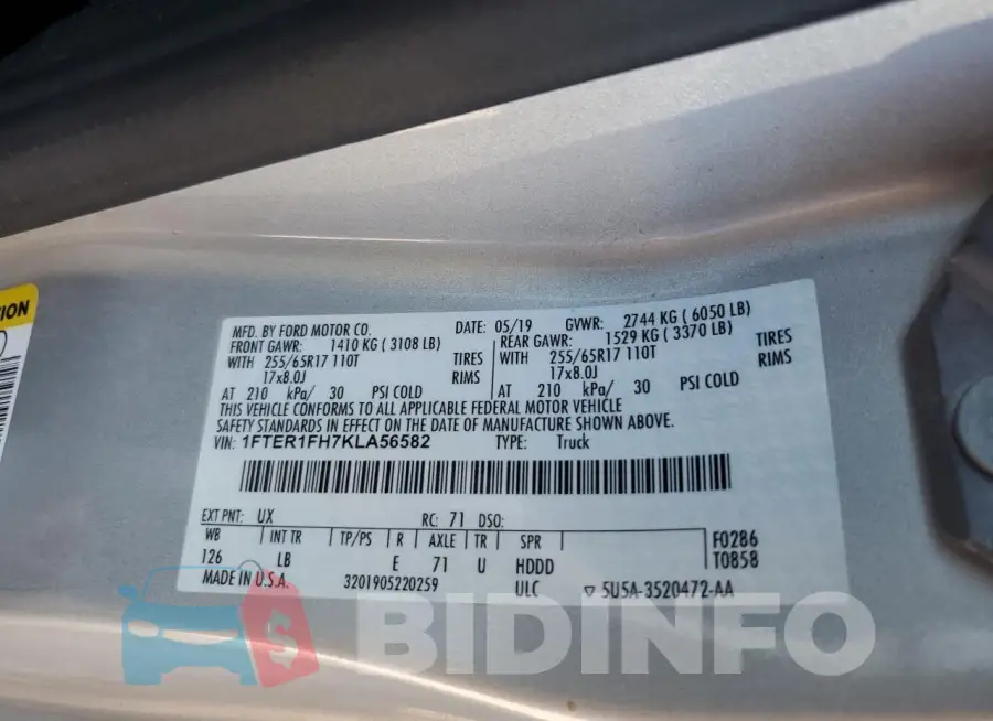 1FTER1FH7KLA56582 Photo# 12