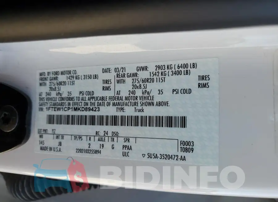 1FTEW1CP1MKD89423 Photo# 13