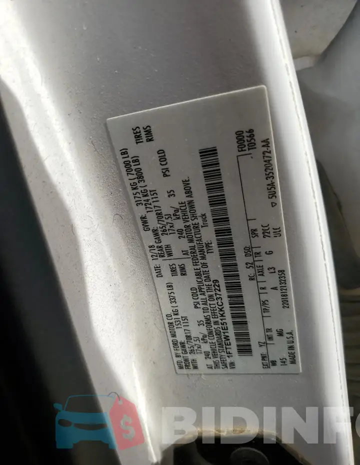 1FTEW1E51KKC37229 Photo# 12