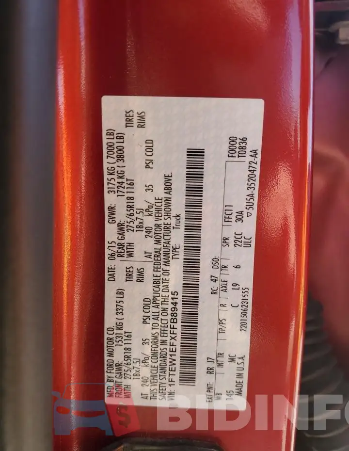 1FTEW1EFXFFB89415 Photo# 12