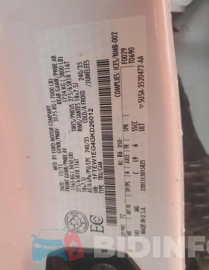 1FTEW1EG4GKD26012 Photo# 13