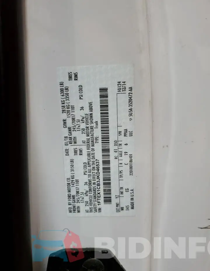 1FTEX1CB3JKD46537 Photo# 12