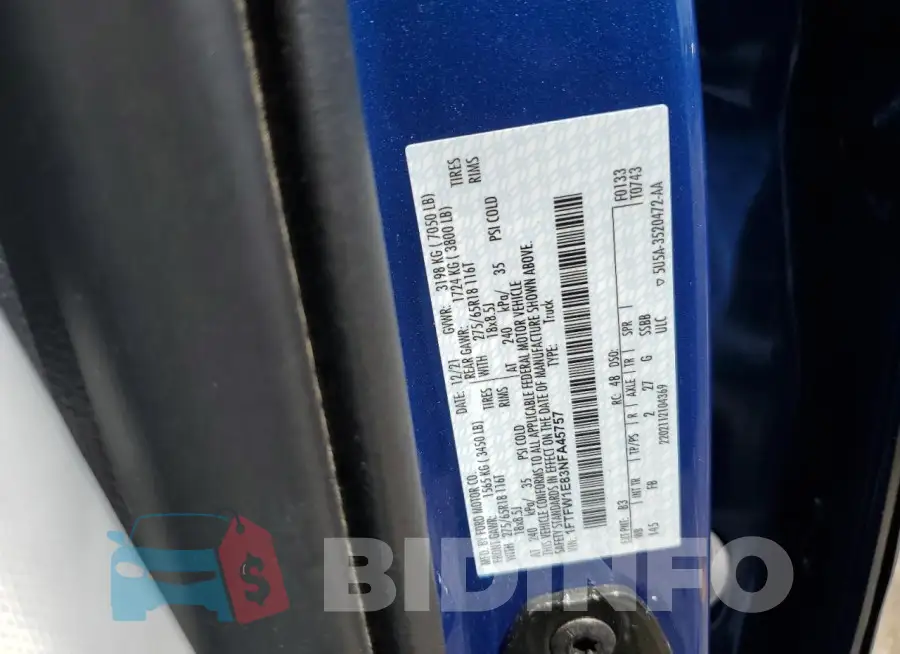1FTFW1E83NFA45757 Photo# 12