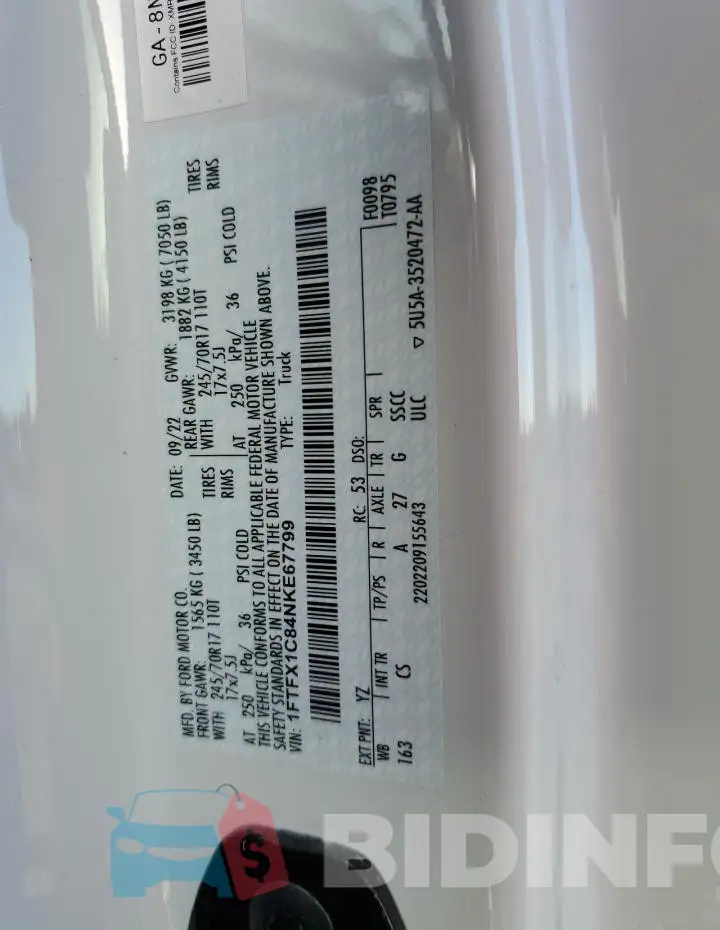 1FTFX1C84NKE67799 Photo# 14