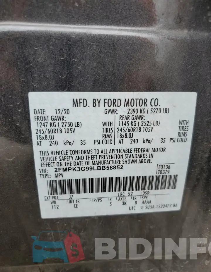 2FMPK3G99LBB58852 Photo# 14