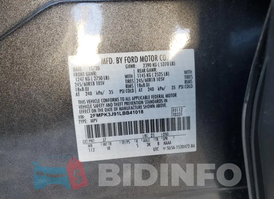2FMPK3J91LBB41018 Photo# 13