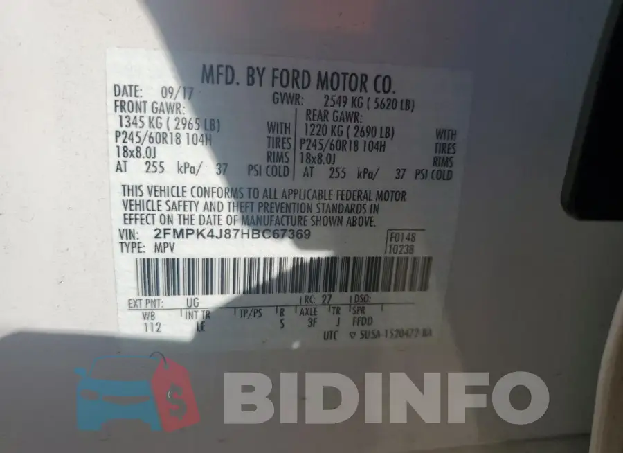 2FMPK4J87HBC67369 Photo# 13